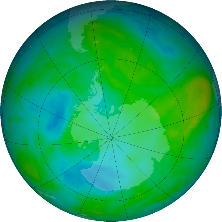 Antarctic ozone map for 11 February 1983